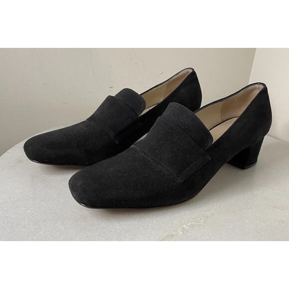 MARYAM NASSIR ZADEH Black Suede Leather Block Heels Elegant Sz EU 37 / US 6.5 - Picture 4 of 15